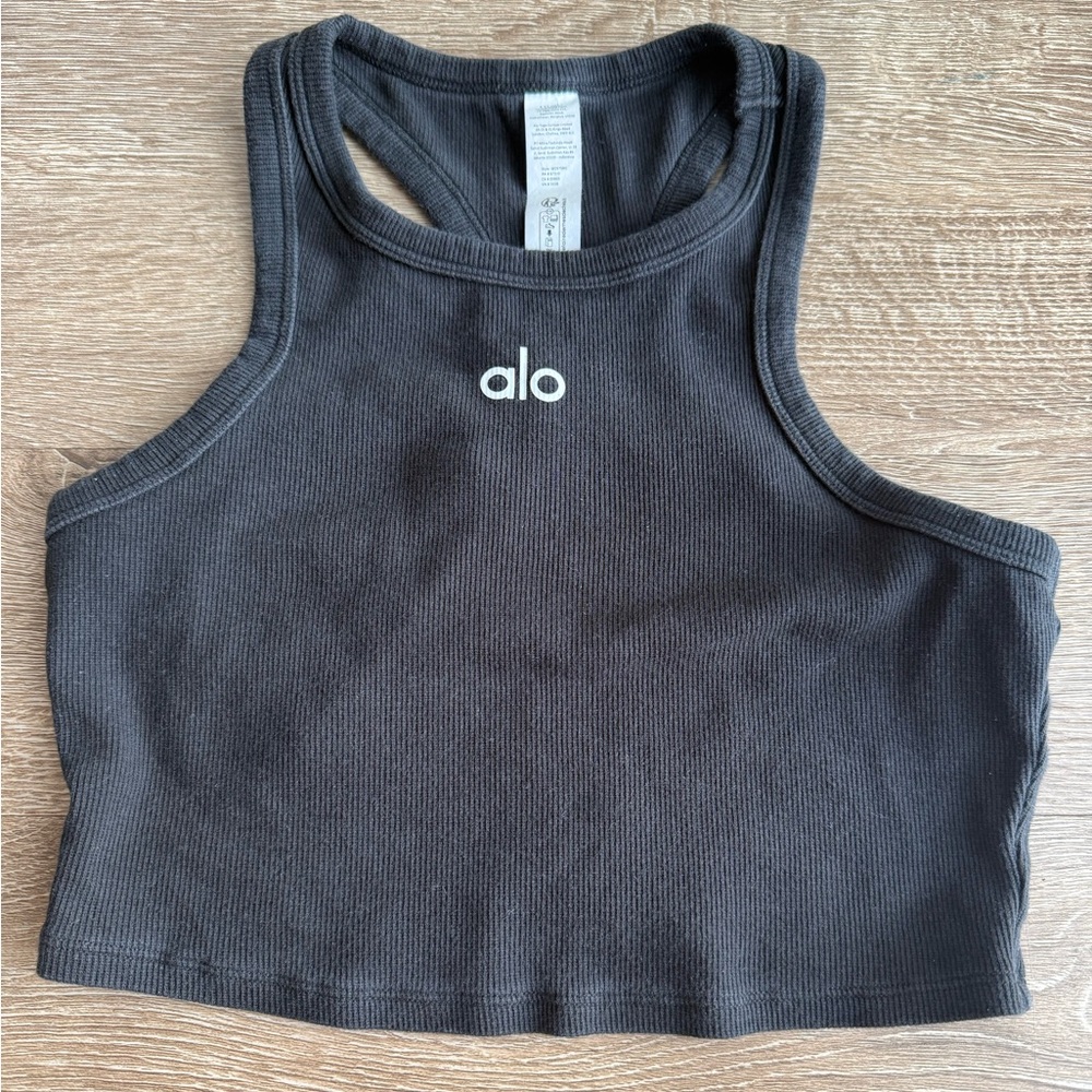 ALO Yoga black cropped Logo Tank Small
